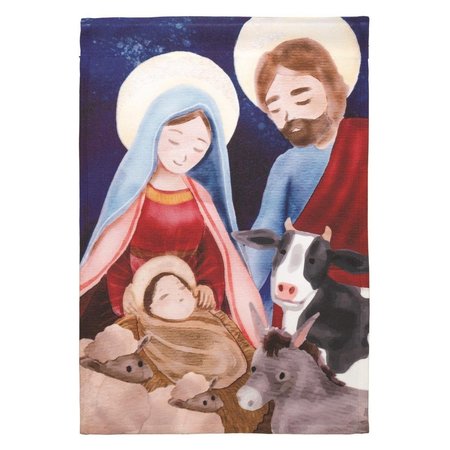 DICKSONS Print Holy Family with Animals Polyester Garden Flag M080028